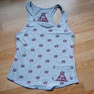 fall out boy crown gray tank medium pop punk fob